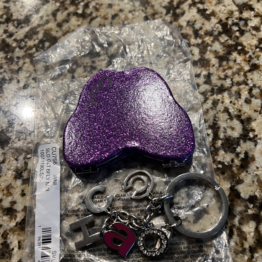 Coach Silver and Red Key Holder and Coach purple mirror - Picture 2 of 2